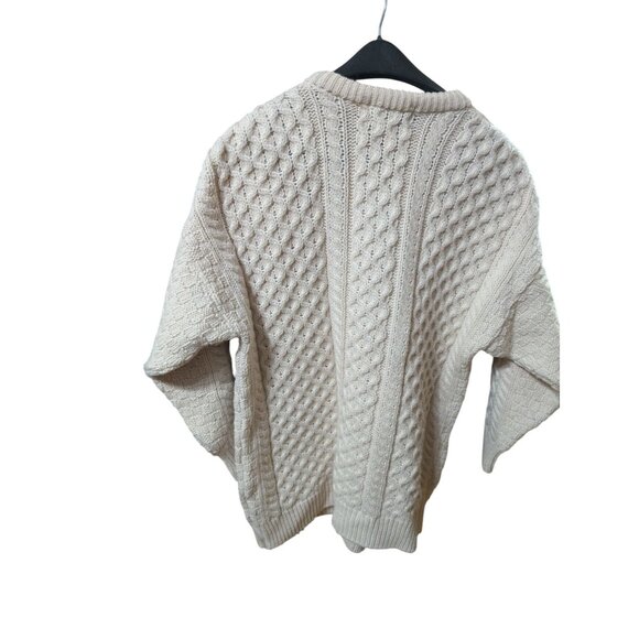 Celtic Country Mens Aran Cardigan Sweater sz M Wool Cable Knit Made In Ireland - Picture 3 of 6